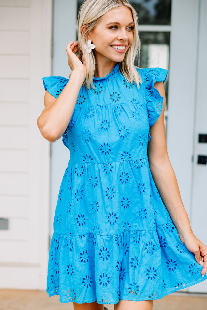 Light Turquoise Blue Eyelet Dress ...